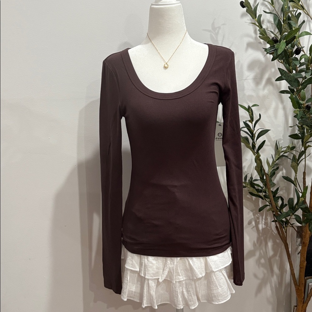 Mono B Chocolate Long Sleeve Top